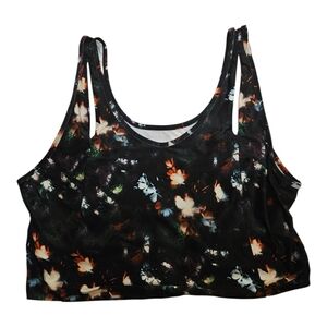 Nine West Active Sports Bra 3X Black Floral NWT Athletic Yoga Gym Stretch ws80